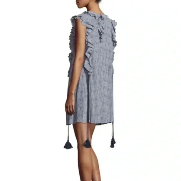 APIECE APART San Rafael Navy Print Ruffle Silk Dress 8 - Picture 2 of 8